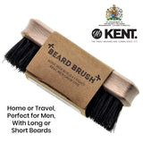 Kent BRD6 Small Travel Men's Beard and Mustache Brush, Natural Boar Bristle for Flawless Shaping and Grooming. Ergonomic Grip Wood Handle. Dry or Wet Beard, Distributes Oils and Balms. Made in England