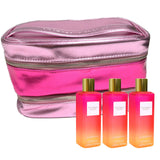 Victoria's Secret Bombshell Paradise Gift Set Mist & Train Case Cosmetic Bag 4 Piece Combo