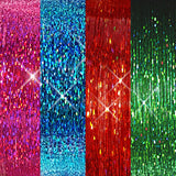 40" Sparkling Hair Tinsel 400 Strands (Pink Fuchsia, Red Fire, Blue Sea, Green Emerald)