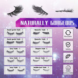 Magnetic Eyelashes with Eyeliner Kit- 10 Pairs Premium 3D Natural Look Reusable Eyelashes with Tweezers Applicator, Strong Magnetic Eyeliner and Lashes Set by DEJAVIA, No Glue Needed