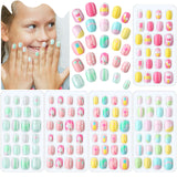 120 Pieces Girls Press on Nails Fake Nails Artificial Nail Tips Children Full Cover Short False Fingernails for Girls Kids Nail Art Decoration, 5 Boxes (Bright Summer)