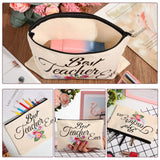 15 Pieces Teacher Makeup Bag Canvas Cosmetic Bag Teacher Pencil Bag Travel Toiletry Pouch Teacher Appreciation Gift Bags with Zipper, 3 Styles