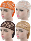 WEEGCN Women Girl Hair Net Fashion Bun Cover Crochet Hair Snood for Sleeping Ballet Dance Skating Pack of 4 (Multicolor2)
