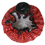 Kella Milla Stylish Satin Shower Cap, Red Glitter/Black Rose