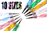 5 X 2 Way Marbleizing Dotting Pen Plus Glitter Rhinestone Wheel Round Set for Nail Art Manicure Pedicure