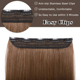 S-noilite 20Inch One Piece Clip in Human Hair Extensions Invisible 5 Clips Clip on Hair Extension Remy Hair 50g 3/4 Full Head Long Silky Straight For Women Gifts #6 Light Brown