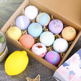 Mathea Bath Bombs Gift Set 12 Pack Moisturizing with Vegan Natural Essential Oils, Shea Butter, Coconut Oil, Grape Seed Oil, Fizzy Spa to Moisturize Dry Skin, Perfect Gift for Women