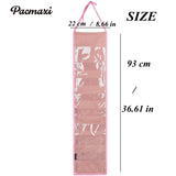 Women Padded Headbands Storage Organizer, Lady Hair Hoop Holder with 8 PVC Clear Pockets, Hanging Hair Clasp Rack Display Stand. (pink)