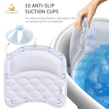 Premium Bathtub Pillow, Soft And Durable [10 Anti-Slip Suction Cups] Extra Cushioned Design Cradle Neck, Head And Shoulders Support, Bath Dry Fabric Provides Cooling Effect | With Machine Washable Bag