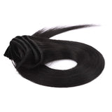 S-noilite Jet Black Clip in Hair Extensions Real Human Hair 8 Pieces 18 Clips 105g Full Head Clip on Human Hair Extension Thick Straight For Women (20inch, 1)