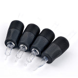 Tattoo Disposable Grips Hex Tube 1-inch Soft Silicone Black Tubes with Clear Long Tips 20pcs (9ClosedMag)