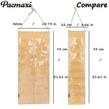 Women Padded Headbands Storage Organizer, Lady Hair Hoop Holder with 8 PVC Clear Pockets, Hanging Hair Clasp Rack Display Stand. (M-felt material-milk tea)