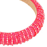 2 Pieces Crystal Rhinestone Headbands Crystal Embellished Crystal Headband Velvet Padded Wide Hairbands Party Wedding Headpiece Hair Accessories for Women (Red, Champagne)