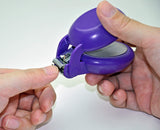 HARAC No Splash Japanese Nail Clipper With Catcher Colorful Large Handle For Thick Fingernail and Toenail (Purple)