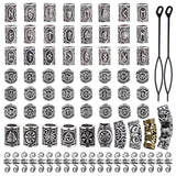 YMHPRIDE 80 Pieces Viking Beard Beads Antique Norse Hair Tube Beads Dreadlocks Beads for Hair Braiding Bracelet Pendant Necklace Silver DIY Jewelry Hair Decoration