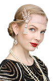 Art Deco 1920s Flapper Great Gatsby Leaf Wedding Bridal Tiara Pearl Headpiece Headband