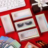 80 Pieces Empty Eyelashes Packaging Paper Eyelash Box Eyelash Holder Case Holographic Design Eyelashes Container for False Eyelash Care Cosmetic Tools