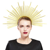 Fantherin Mary Halo Crown Headband Goddess Zip Tie Spiked Halo Crown Halloween Costume Headpiece Headdress for Cosplay Party (Gold)