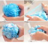 Eagrye Mesh Pouf Shower Bath Sponge, Blue, 8 Counts