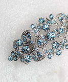 Faship Gorgeous Aqua Blue Rhinestone Crystal Floral Hair Barrette Clip