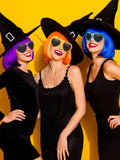 18 Pieces Party Short Bob Wigs and Sunglasses Sets, Neon Bob Wig Sunglasses Pack Colorful Party Cosplay Wig Daily Party Hairpieces for Neon Party Favors Halloween and Decorations