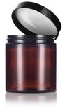 Amber 8 oz / 250 ml PET (BPA Free) Plastic Refillable Jar (12 pack)