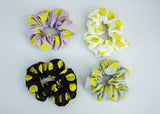 Happie Hare Scrunchies - Cotton Rounds Elastic Hair Bands - Scrunchy Hair Ties - Girls Hair Accessories - Gifts for Women (4 Pack, Tennis Sport Scrunchie)
