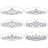 6 Pieces Girls Crystal Tiara Heart Rhinestone Tiara Crown Princess Crystal Headband for Kids Wedding Prom Birthday Party