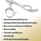 Professional Hair Scissors 6 Inch with Extremely Sharp Blades, 440C Steel Hair Cutting Scissors, Durable, Smooth Motion & Fine Cut, Barber Scissors with Elegant Sheath, Cleaning Leather & Key