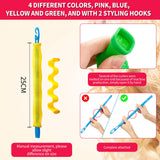 30 Pieces Hair Curlers Spiral Curls Styling Kit No Heat Hair Curlers Heatless Spiral Curlers Hair Rollers Wave Styles with 2 Pieces Styling Hooks for Most Hairstyles (25 cm,Mixed Color)