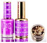 DND DC Purples GEL POLISH DUO, Gel Lacquer 0.5 oz + Matching Nail Polish Color 0.5 oz, Daisy Nails (with bonus side Glitter) Made in USA (Purple Flower (024))