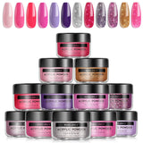 Modelones 12 Color Acylic Powder Violet Glitter Colorful Acrylic Nail Set Professional Polymer Colorful Acrylic Nails No Nail Lamp Needed