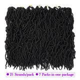 New Faux Locs Crochet Hair 18 inch Natural Soft Locs 7 Packs Goddess Crochet Locs Braids Synthetic Fiber Hair Extensions 1B#