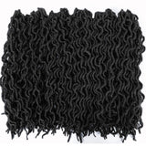 18 Inch Wavy Gypsy Locs Crochet Hair Tricolour Braiding Hair Gypsy Faux Locs Crochet Hair 3 Tone Ombre Curly Goddess Faux Locs Butterfly Locs Crochet Hair 24 Strands African Roots Braid(6Pcs,1B)