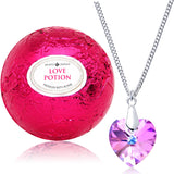 Love Potion Bath Bomb with Necklace Created with Swarovski Crystal Extra Large 10 oz. Made in USA