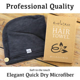 Evolatree Microfiber Hair Towel Wrap - Quick Magic Hair Dry Hat - Anti Frizz Products for Curly Hair Drying Towels - Neutral Gray & Raven Gray (2 Pack)