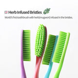 King Head Deep Clean Toothbrush 4 Pack with Mugwort Infused Medium Bristles for Cleaner, Whiter Teeth and Fresher Breath, Large Ergonomic Head for Proper Dental Care