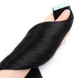 SEGO Remy Tape In Hair Extensions Human Hair Extensions Tape In Real Hair Straight Skin Weft Tape In Human Hair Extensions Seamless Invisible Double Sides Tape 20 Pcs Jet Black 12 Inch (60 Gram)