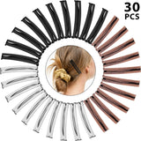 30 Pieces Open Center Domed Metal Barrettes Anti-slip Metal Hair Clip for Girls and Women, Assorted Colors (Open Center Barrette)