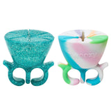 tweexy Wearable Nail Polish Holder Ring, Fingernail Painting Tool, Manicure and Pedicure Accessories (Mermaid Sparkle & Unicorn, 2-Pack)