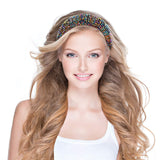 3 Pieces Padded Rhinestone Headband Crystal Beaded Headband Wide Glitter Crystal Beaded Hairband Padded Wedding Headpiece Wide Edge Headwear for Women Girls (Black, Colorful, Grey)
