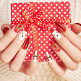 72 Pieces Christmas Fake Nails Artificial Fake Stiletto Fingernails Artificial Full Cover Fingernails with Cute Snowflakes Christmas Trees and Elks for Nail Art Decoration, 12 Sizes (Cute Pattern)