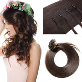 S-noilite U Tip Pre Bonded Human Hair Extensions Dark Brown 100strands 50g 22Inch Keration Fusion Nail Tip Hairpieces Silky Straight Brazilian Human Hair For Women #2