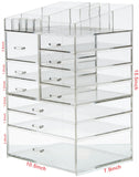Cq acrylic Extra Large 8 Tier Clear Acrylic Cosmetic Makeup Storage Cube Organizer with 10 Drawers. The Top of The Different Size of The Compartment Suitable for Storing Lipstick and Makeup Brush