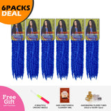 24 Inch 6 Packs AU-THEN-TIC 2X Jumbo Senegalese Twist Crochet Braid Hair Havana Twist Crochet Hair Havana Mambo Twist Crochet Braids Hair Extensions (24 Inch (6 Pack), BLUE)