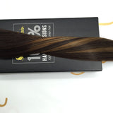 Sunny Brown Ombre Tape in Hair Extensions 16inch #2 Darkest Brown Ombre Brown Highlights Tape in Hair Extensions Remy Straight Tape Human Hair 20pc 50g