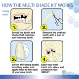 Multi-Shade Temporary Tooth Replacement Kit with box of Tooth Replacement Fitting Beads - BUNDLE