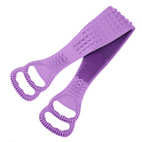 Body and back brush, 100% Silicone, [106 cm or about 40 in] in length, soft bristles, lathers well, long belt size, multiple colors, free hanger included (Purple)