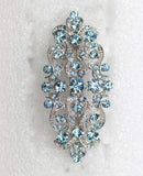 Faship Gorgeous Aqua Blue Rhinestone Crystal Floral Hair Barrette Clip