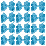 4 Inch Boutique Girls Hair Bows Hair Clips for Baby Girls Toddlers 12 Pcs Solid Color (Light blue)